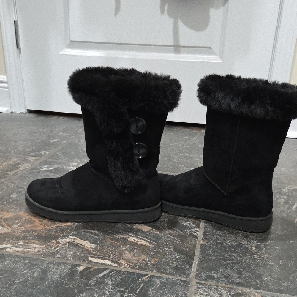 Hot Deal This Weekend!!!Sonoma Women's Black Ankle Boots with Fur Trim KOHLS - Picture 4 of 8